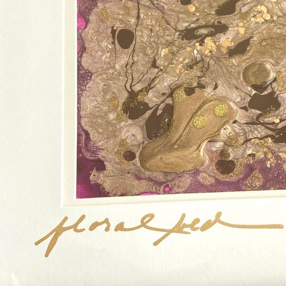 Floral Bed - Original Art Mixed Media Painting Wood Framed 14"x14" - Picture 6 of 9